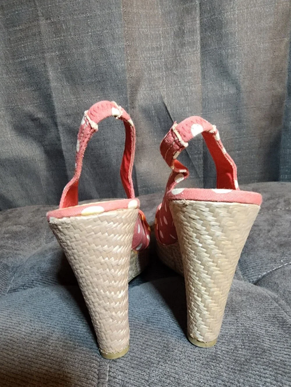 American Eagle Polka Dot Bow Espadrille Wedges Size 7W